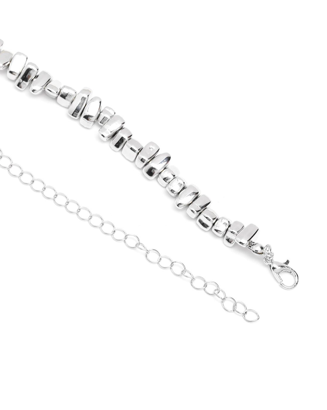 Silver-Plated Heart Charm Statement Choker Necklace