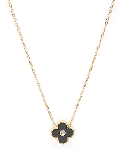 Gold Plated CZ Clover Pendant and Chain