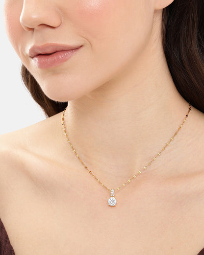 Gold Plated CZ Solitaire Pendant and Chain