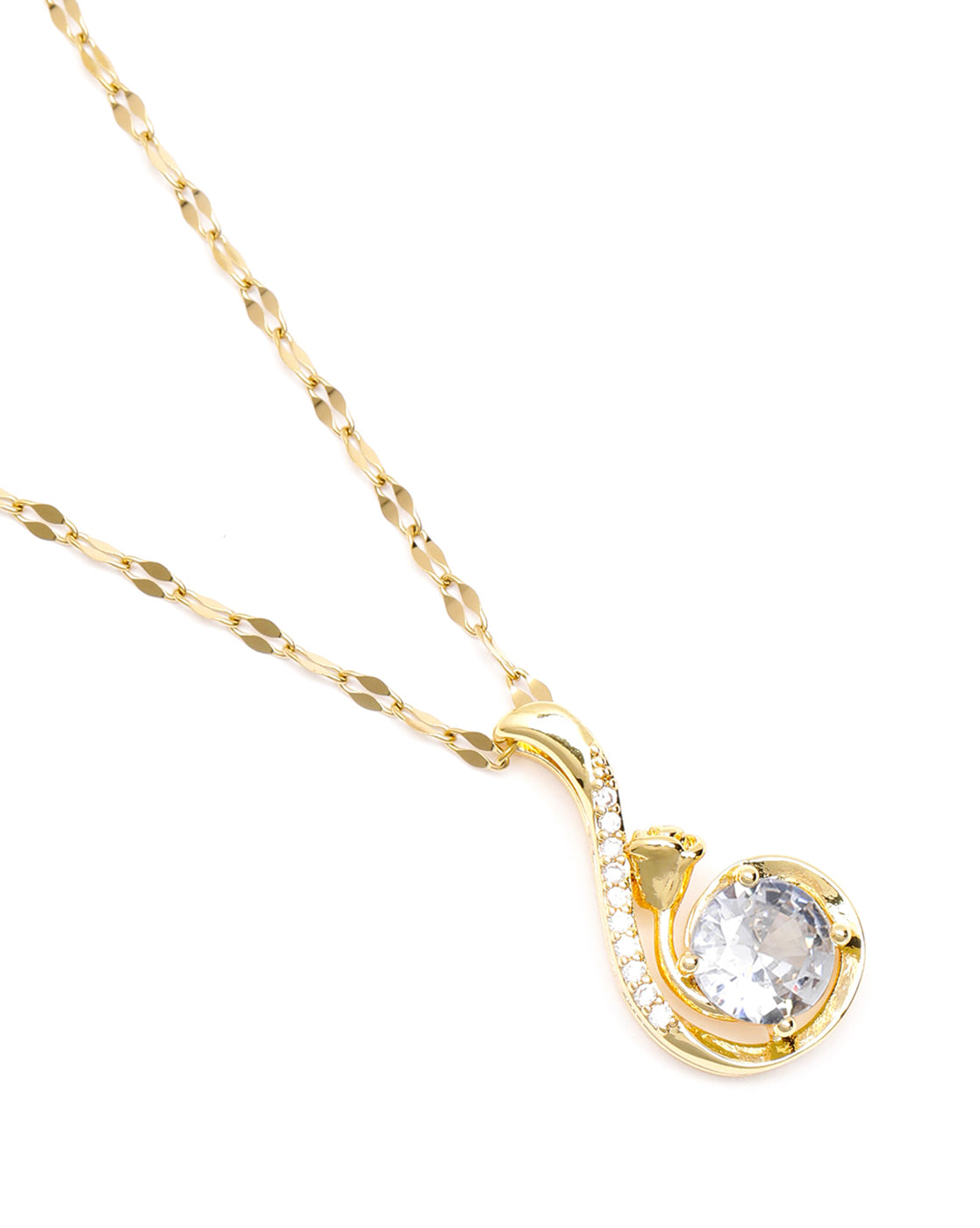 Gold Plated CZ Solitaire Pendant and Chain