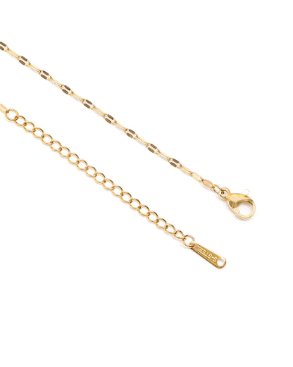 Gold-Plated CZ Pearl Leaf Charm Pendant and Chain