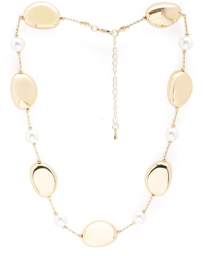 Gold-Plated Pearl Accent Statement Long Necklace