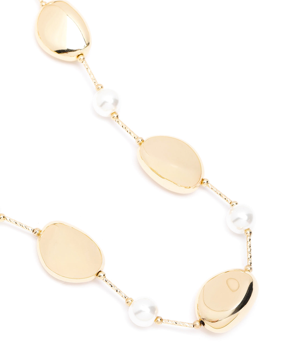 Gold-Plated Pearl Accent Statement Long Necklace