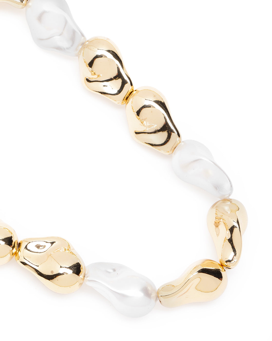 Gold-Plated Pearl Sculpt Statement Long Necklace