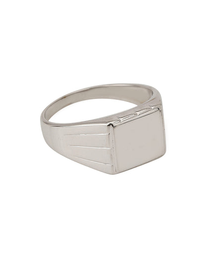 Carlton London Rhodium Plated Silver Toned Finger Ring For Men