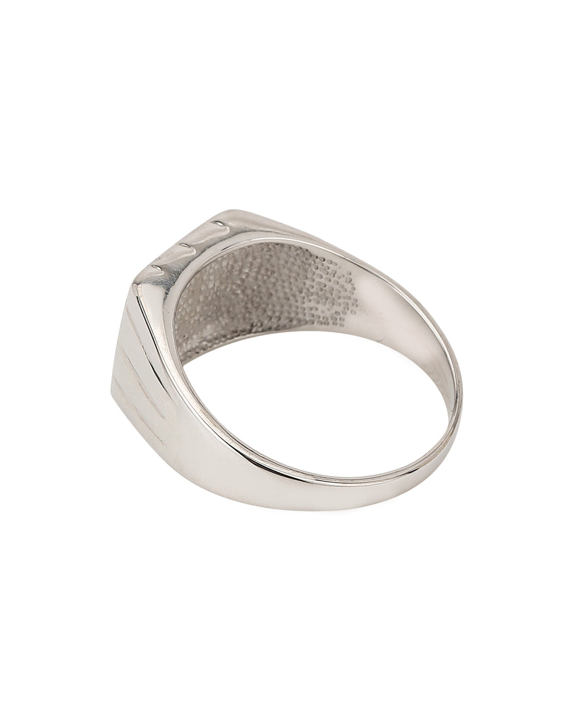 Carlton London Rhodium Plated Silver Toned Finger Ring For Men
