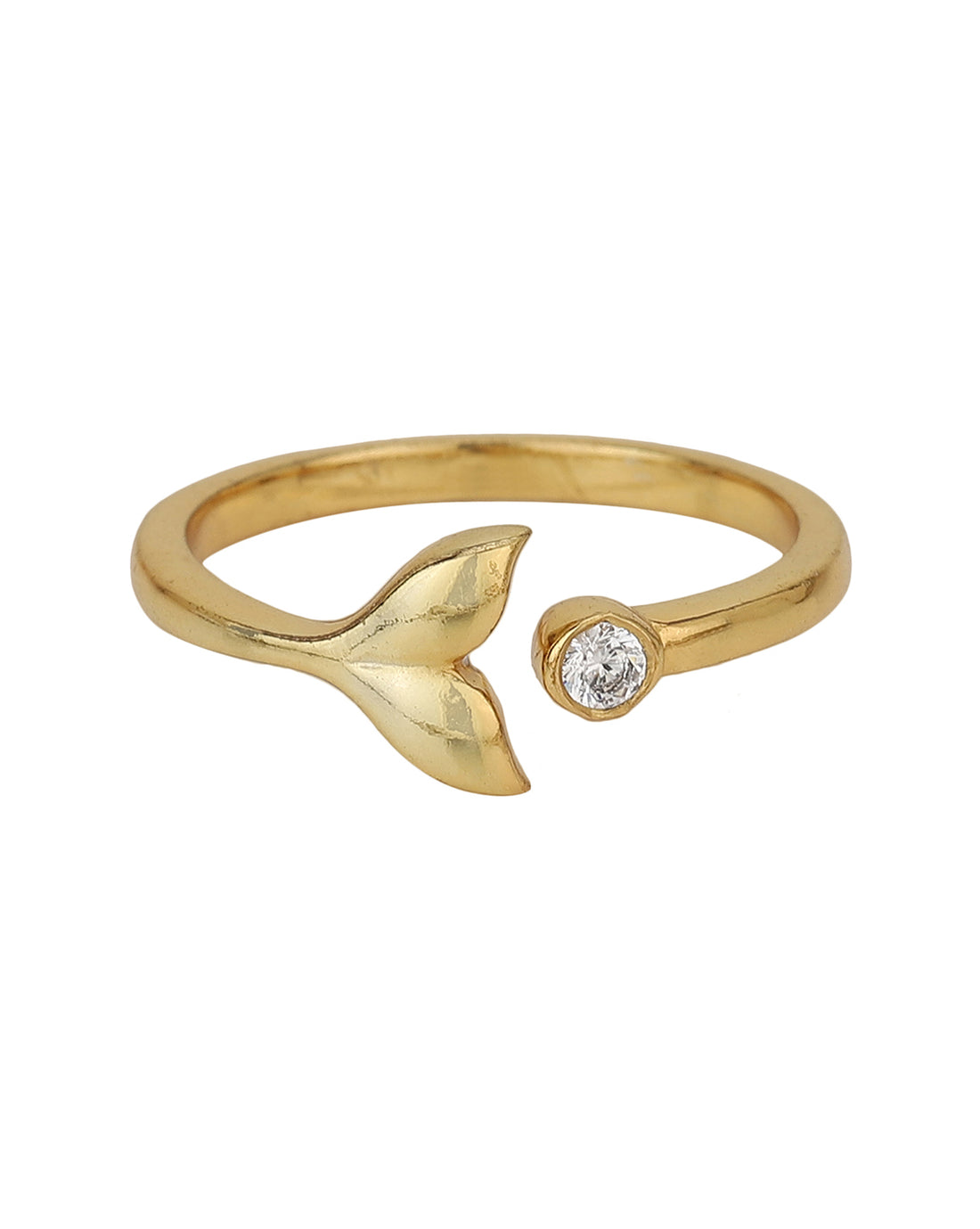 Carlton London Gold Plated CZ Studded Adjustable Finger Ring For Women