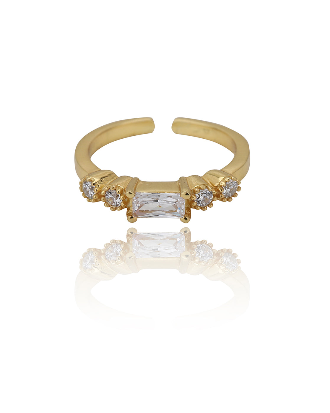 Carlton London Gold Plated Cz Studded Adjustable Finger Ring For Women