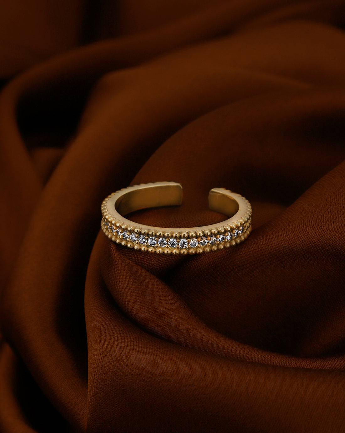 18kt Gold Plated with CZ Adjustable Band Finger Ring
