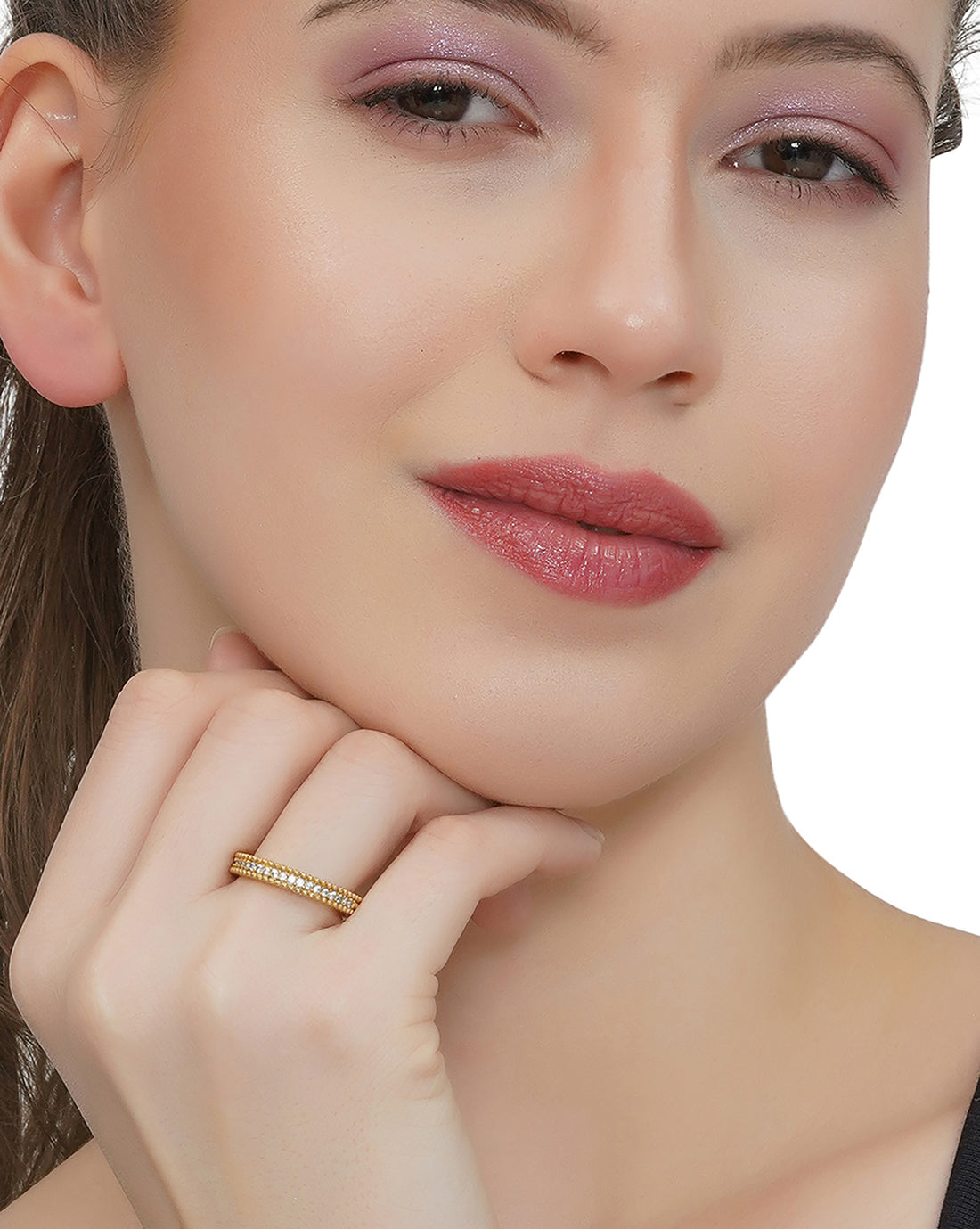 18kt Gold Plated with CZ Adjustable Band Finger Ring