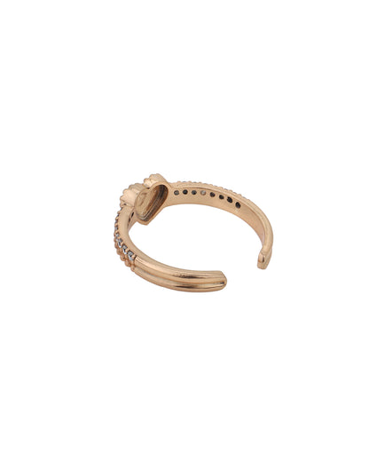 18kt Rose Gold Plated with CZ Heart Adjustable Finger Ring