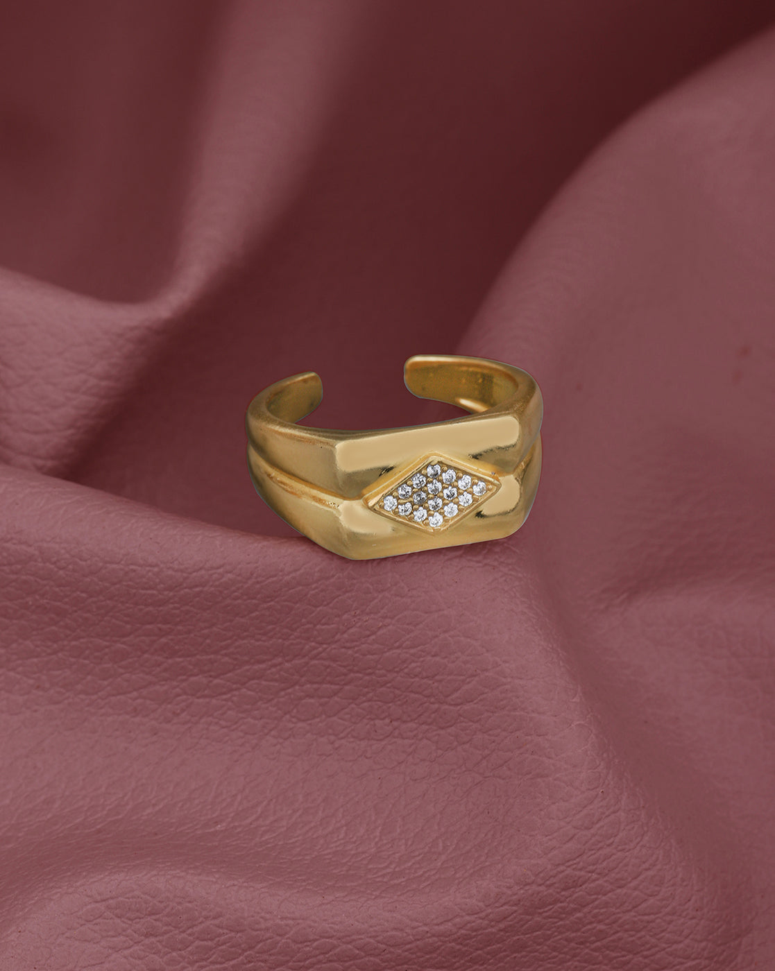 18kt Gold Plated with CZ Fancy Adjustable Finger Ring