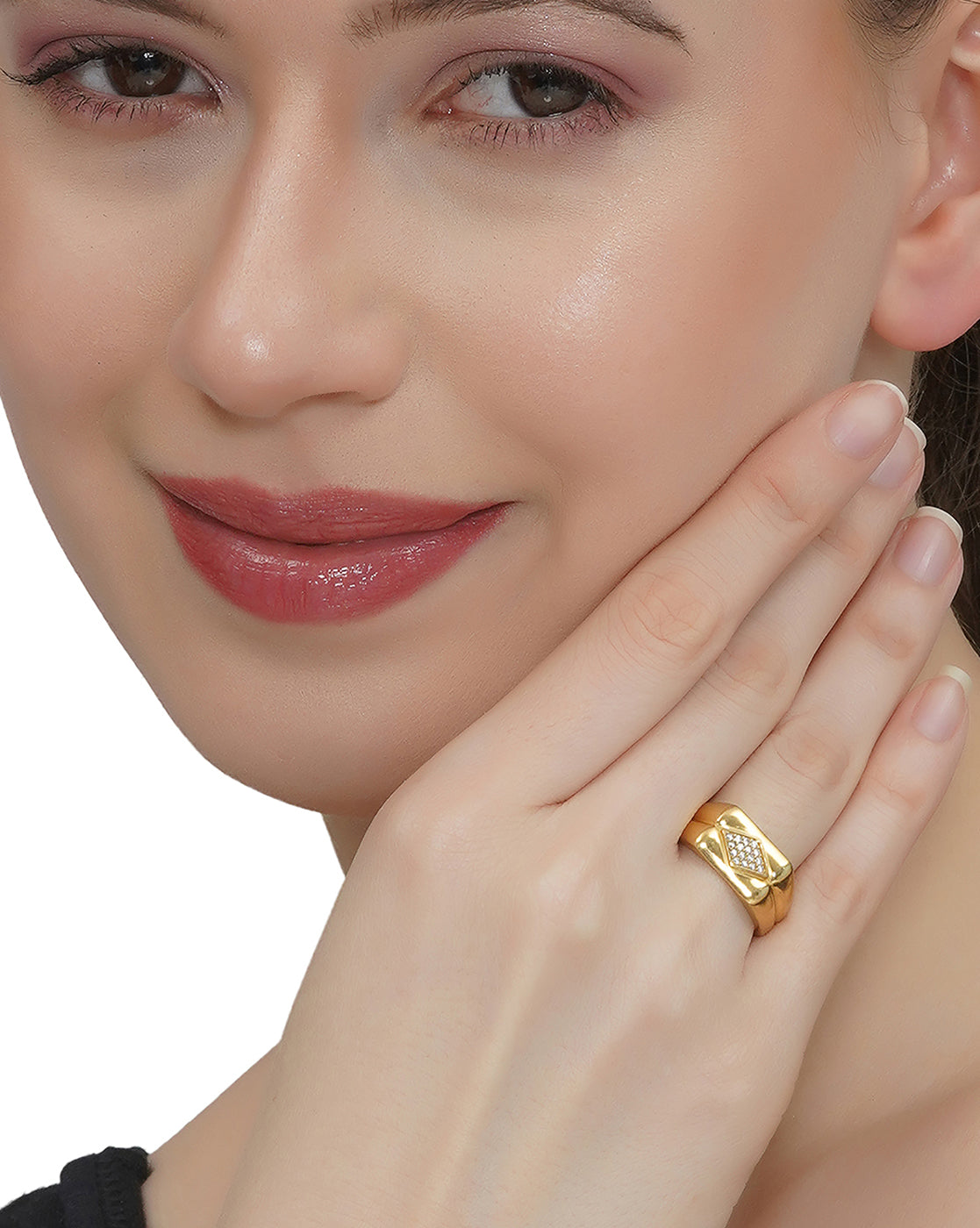 18kt Gold Plated with CZ Fancy Adjustable Finger Ring