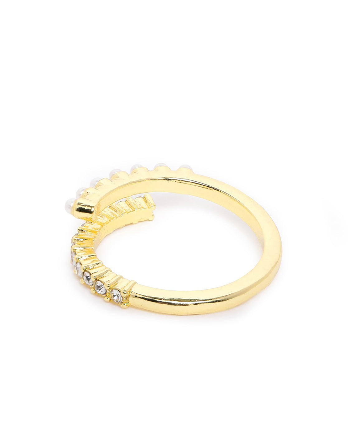 Gold Plated CZ and Pearl Fancy Adjustable Ring