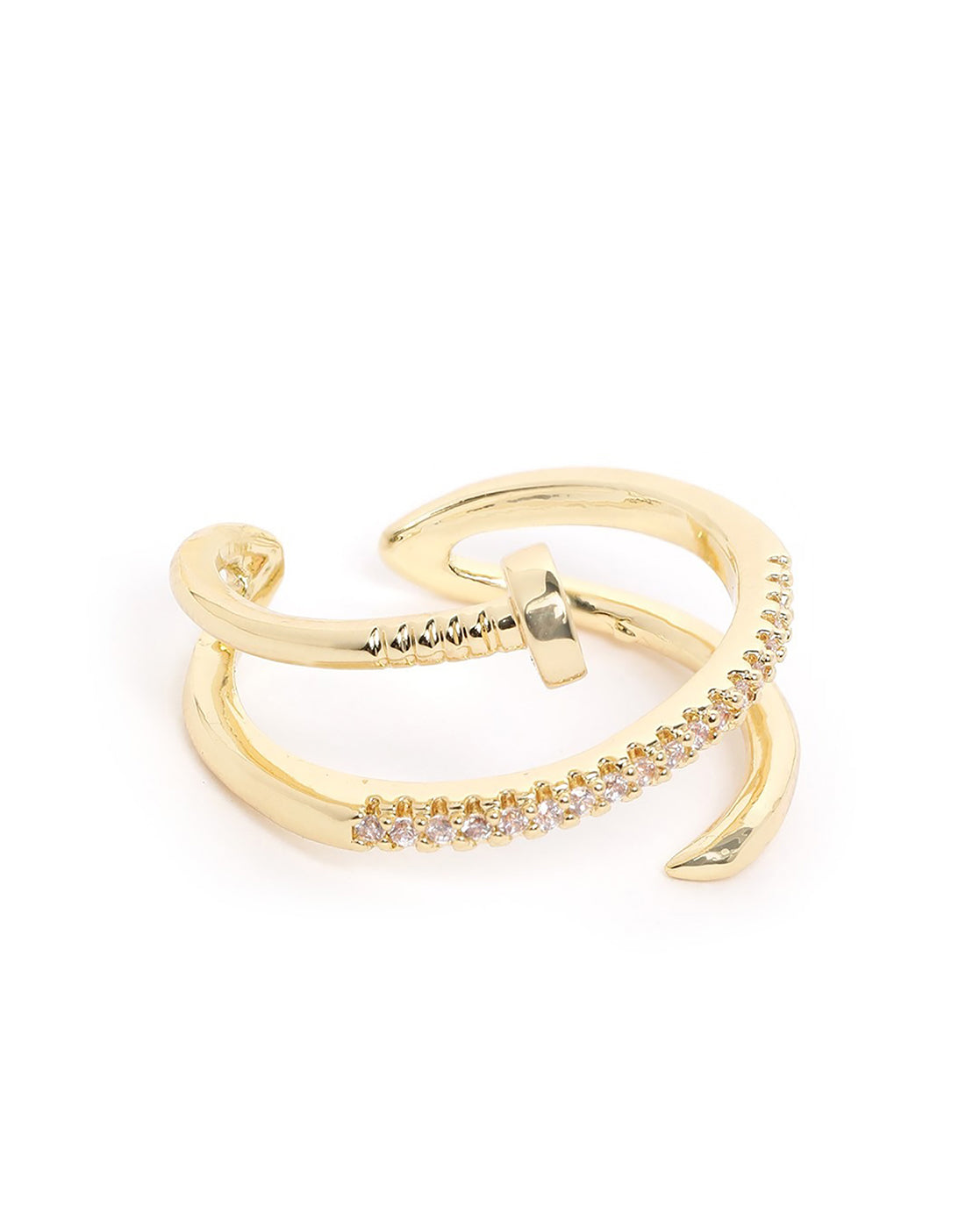 Gold Plated CZ Criss Cross Open Adjustable Ring