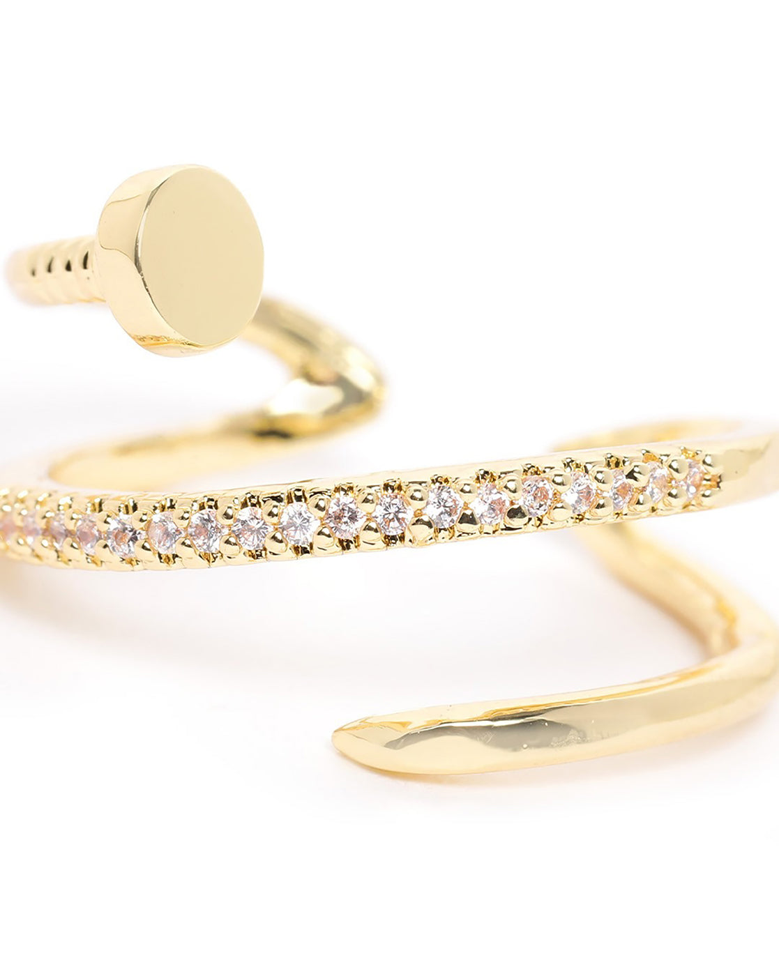 Gold Plated CZ Criss Cross Open Adjustable Ring