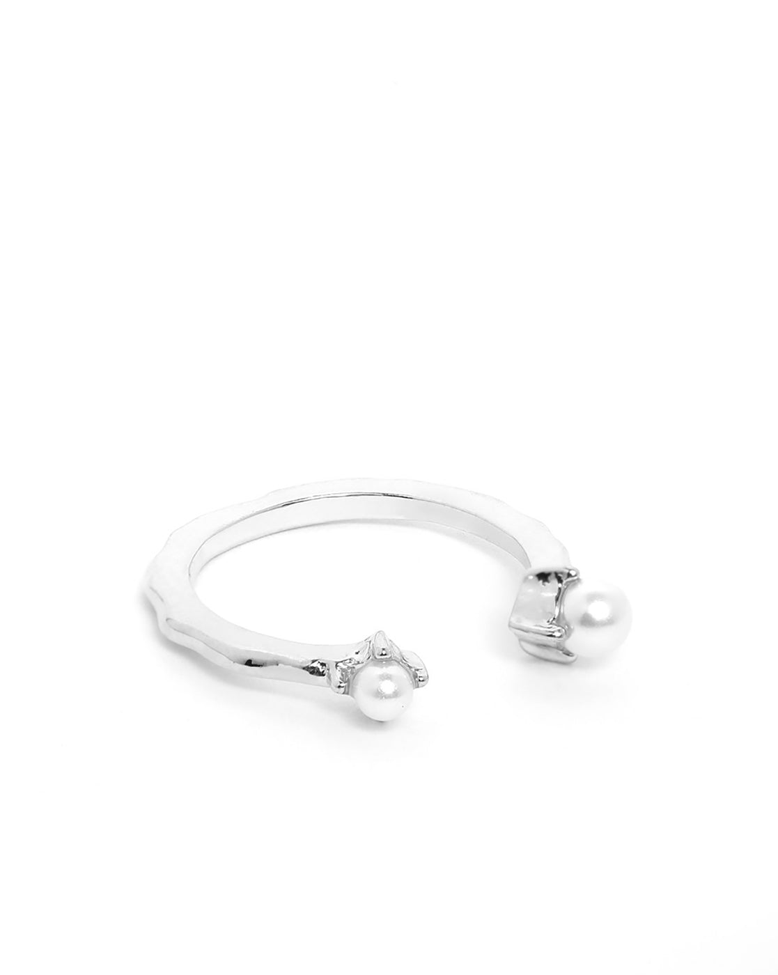 Silver Plated Pearl Adjustable Band Ring