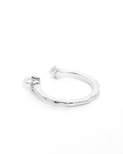 Silver Plated Pearl Adjustable Band Ring