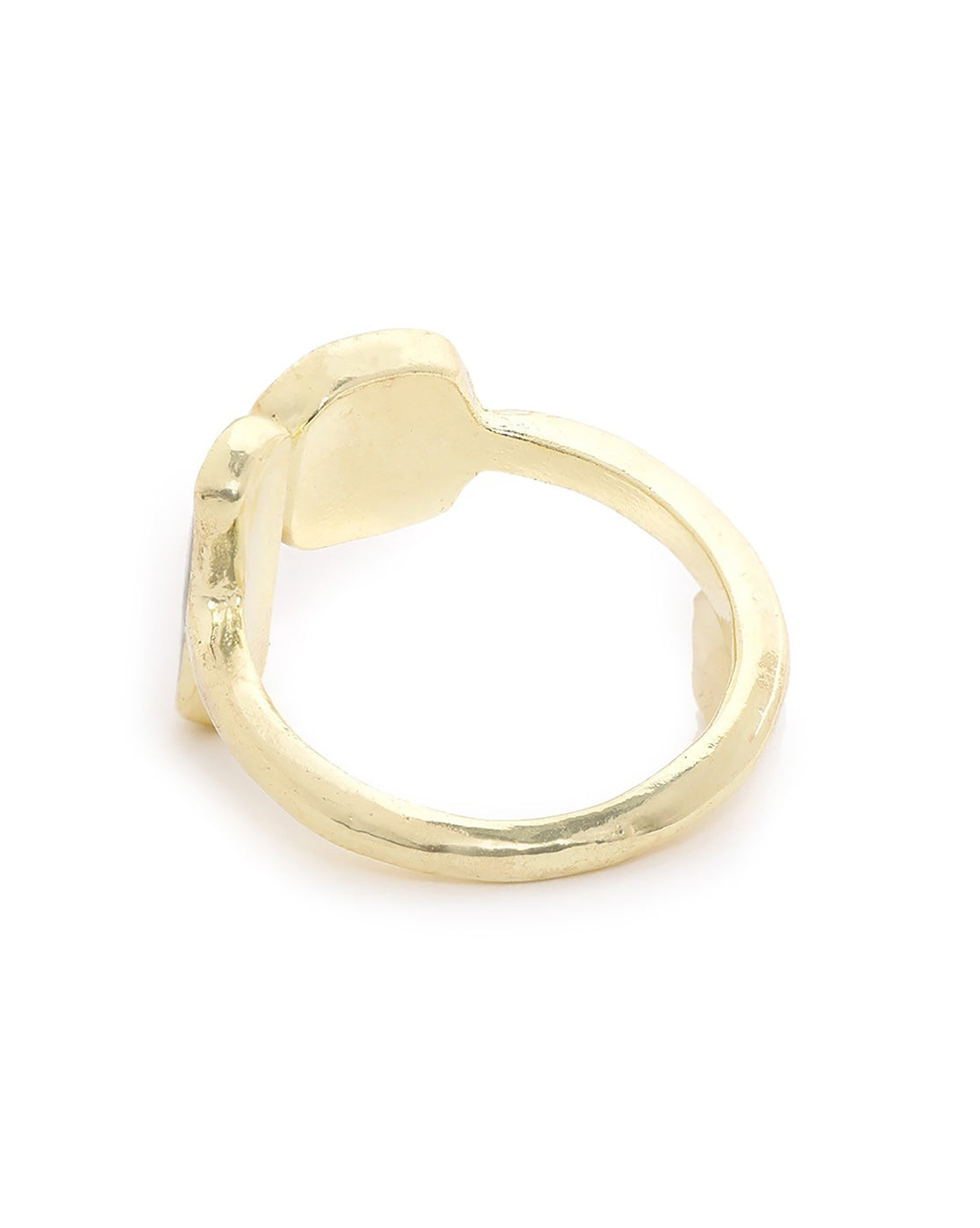 Gold Plated White and Blue Fancy Bead Adjustable Ring