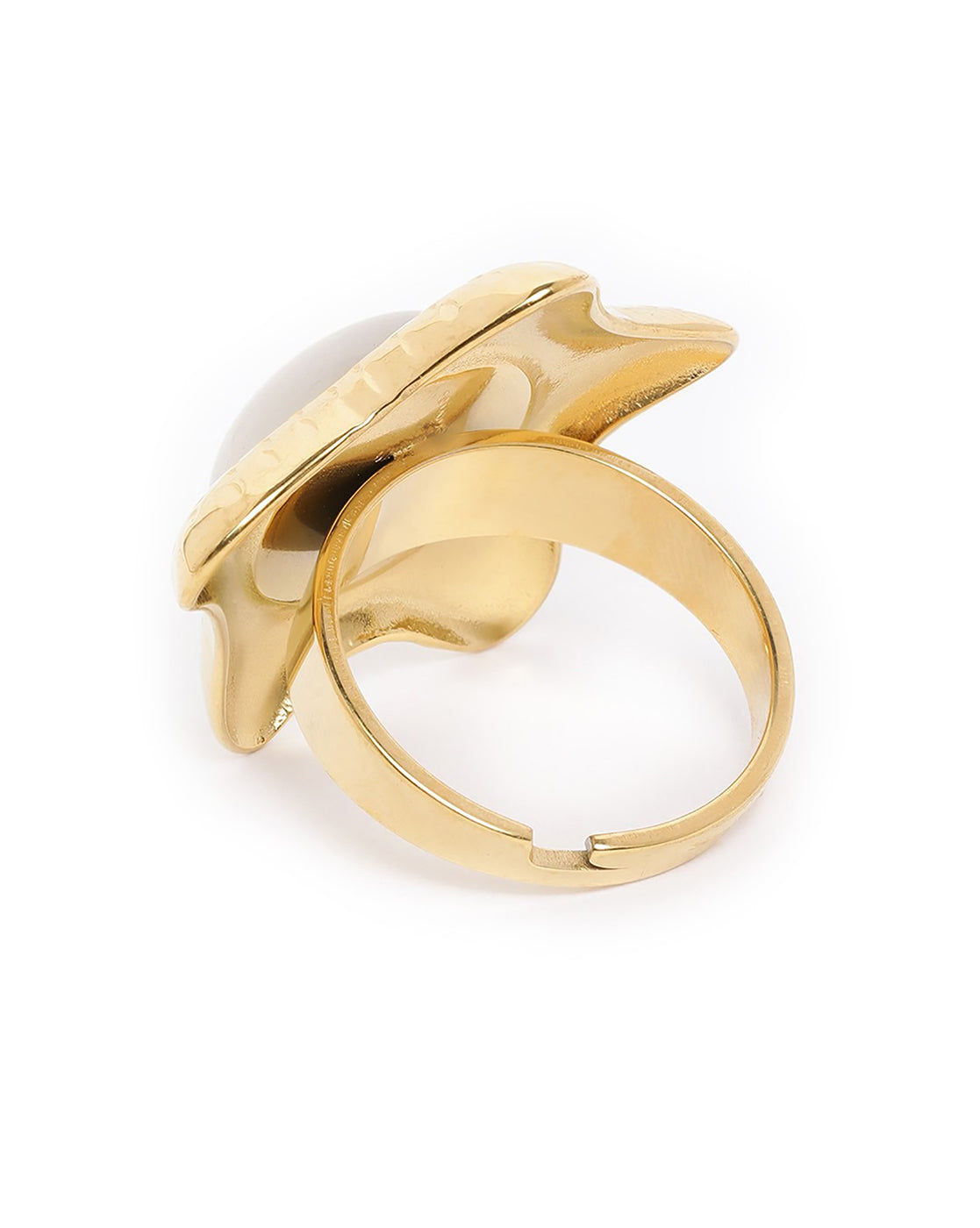 Gold Plated White Pearl Star Bold Adjustable Ring