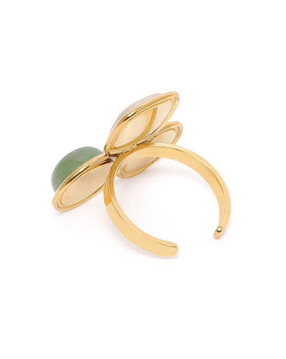 Gold Plated Colourful Stone Fancy Adjustable Ring