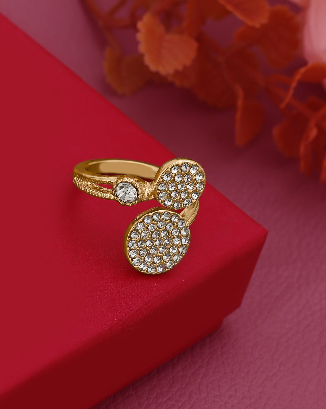 Rose Gold Plated CZ Adjustable Ring