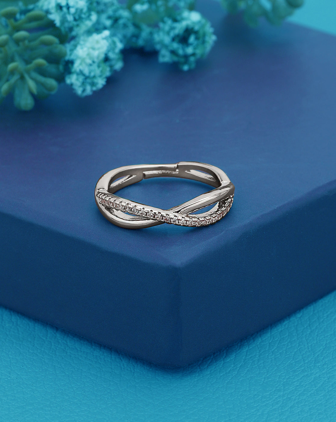 Silver Plated CZ Infinity Adjustable Ring