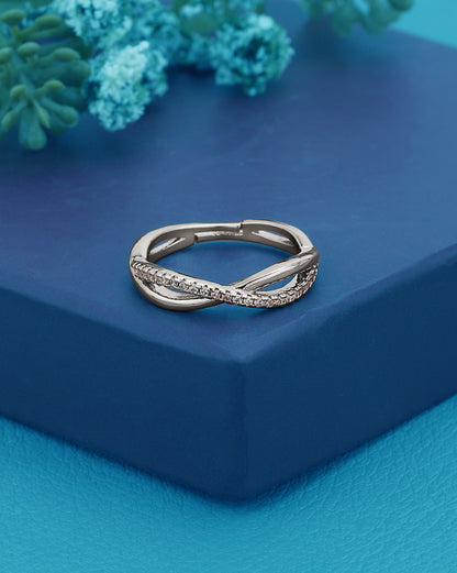 Silver Plated CZ Infinity Adjustable Ring