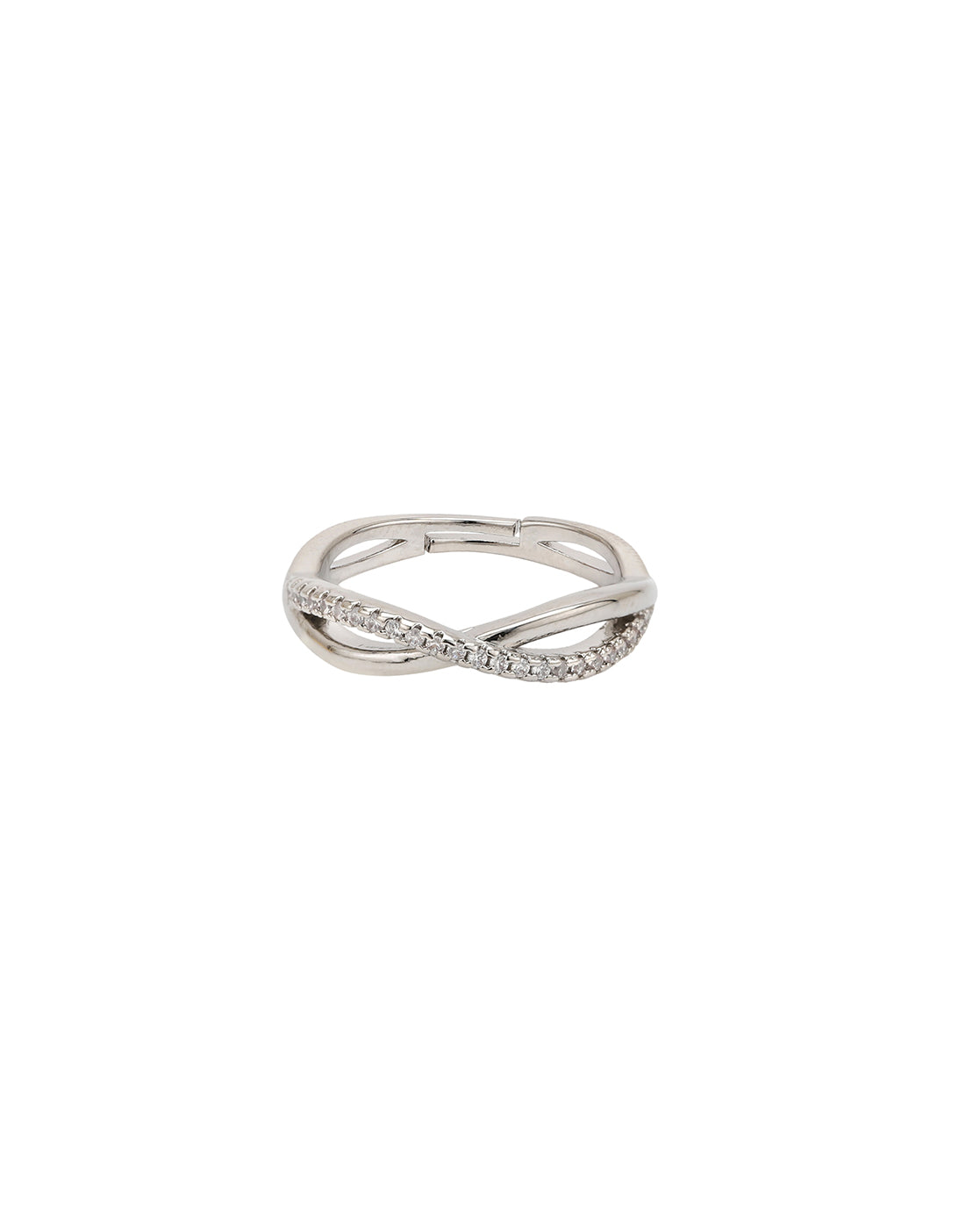 Silver Plated CZ Infinity Adjustable Ring