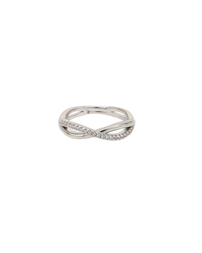 Silver Plated CZ Infinity Adjustable Ring