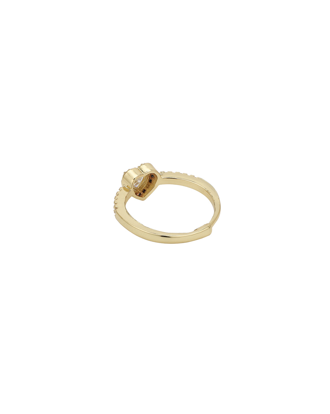 Gold Plated CZ Heart Solitaire Adjustable Ring