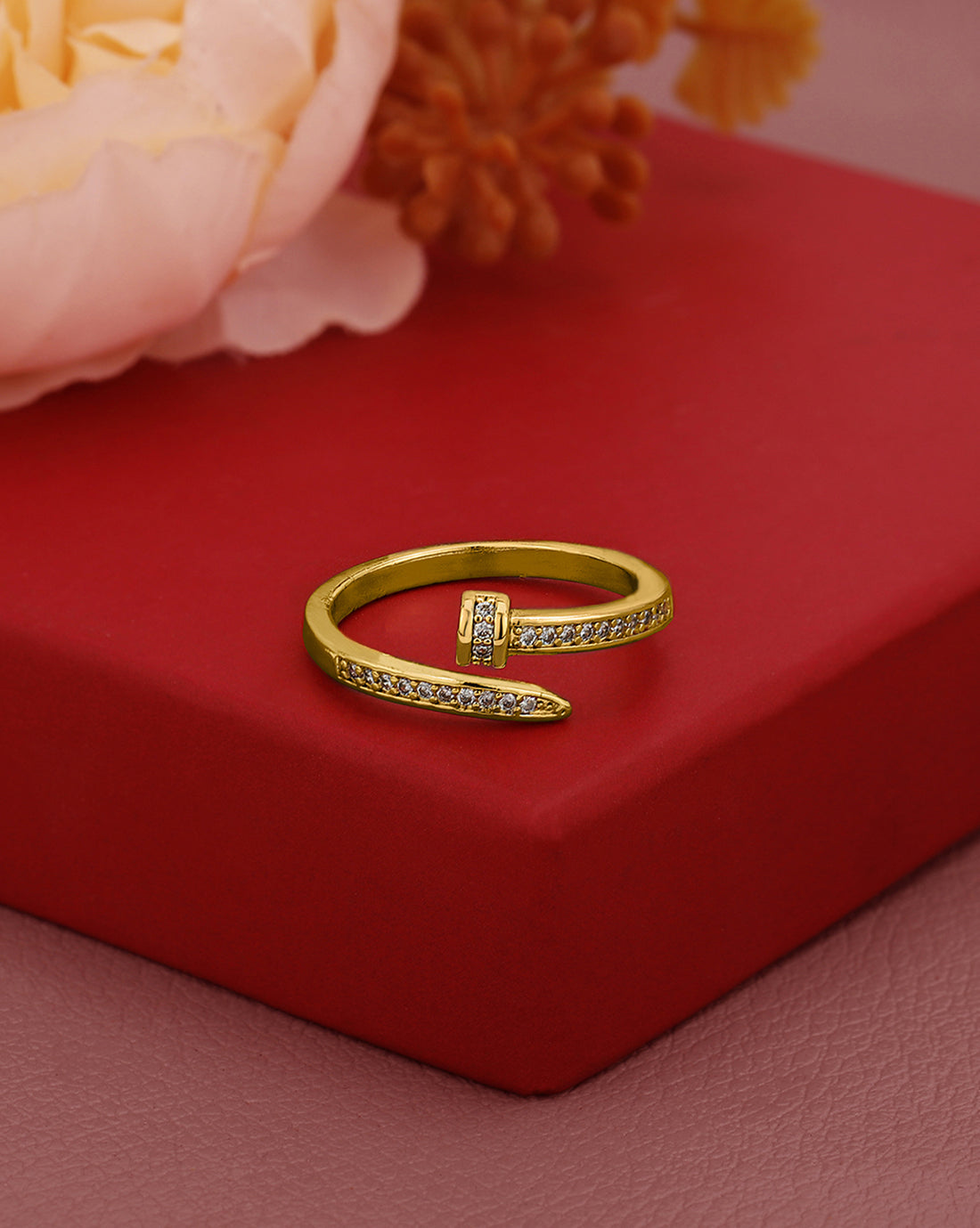 Gold Plated CZ Adjustable Ring
