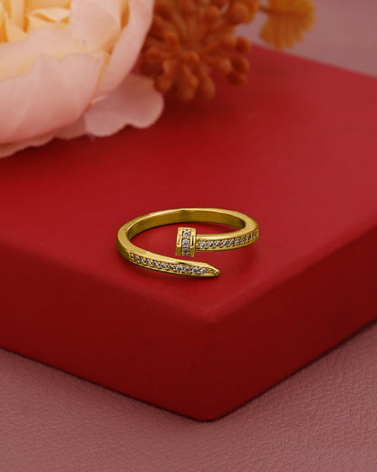 Gold Plated CZ Adjustable Ring