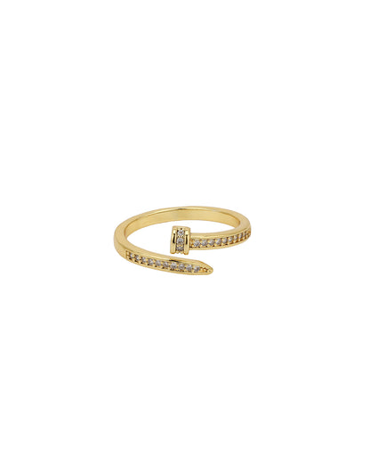 Gold Plated CZ Adjustable Ring