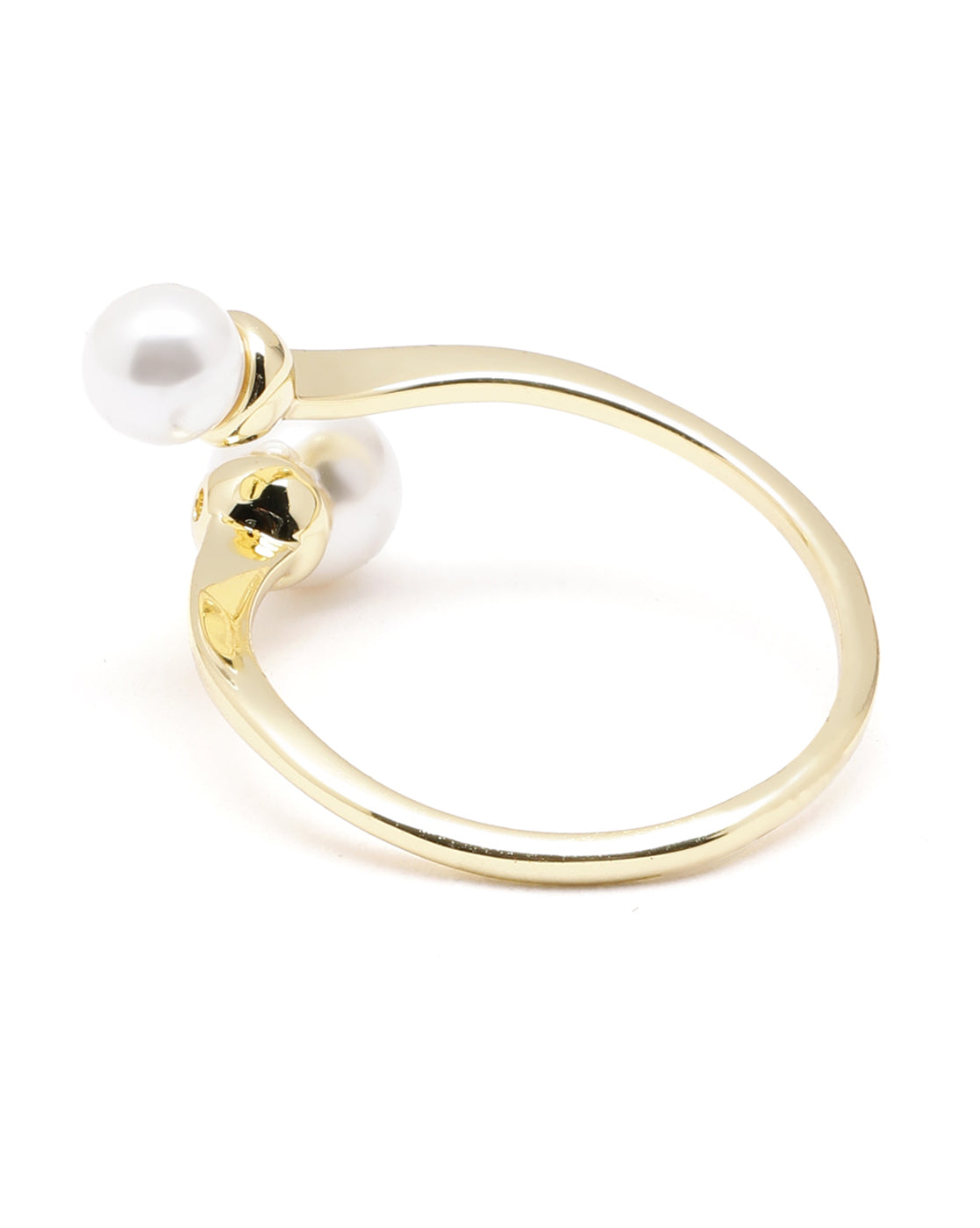 Gold Plated CZ Pearl Adjustable Classic Ring