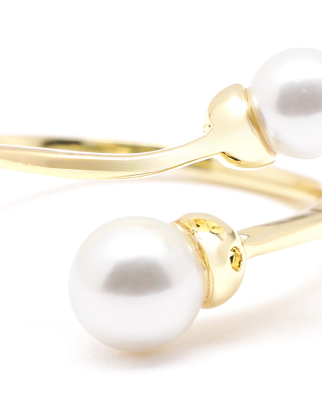 Gold Plated CZ Pearl Adjustable Classic Ring