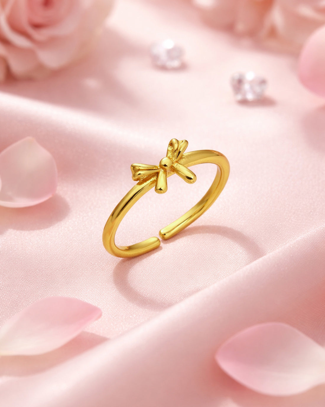 Gold Plated Bow Adjustable Ring