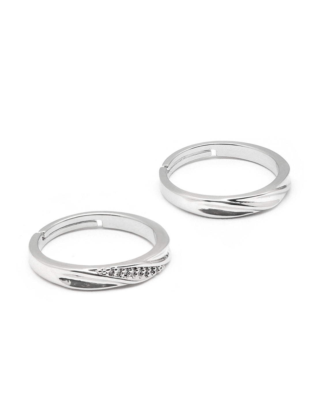 Silver Plated CZ Couple Ring Set