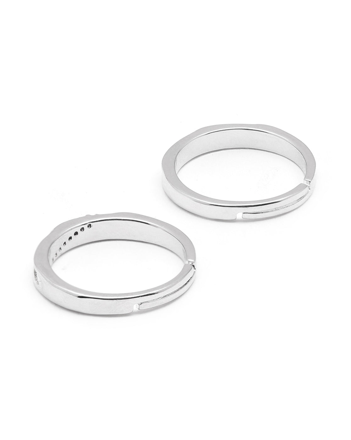 Silver Plated CZ Couple Ring Set