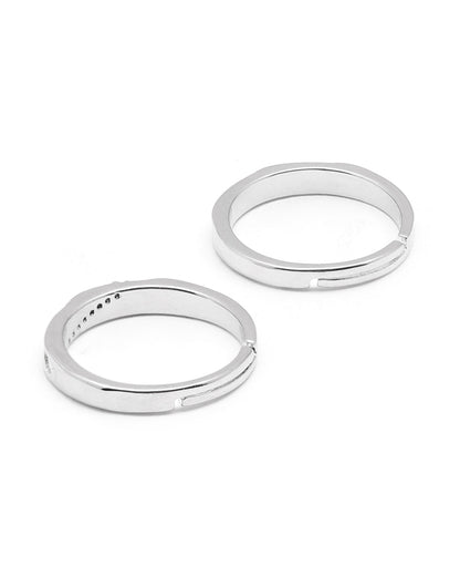 Silver Plated CZ Couple Ring Set
