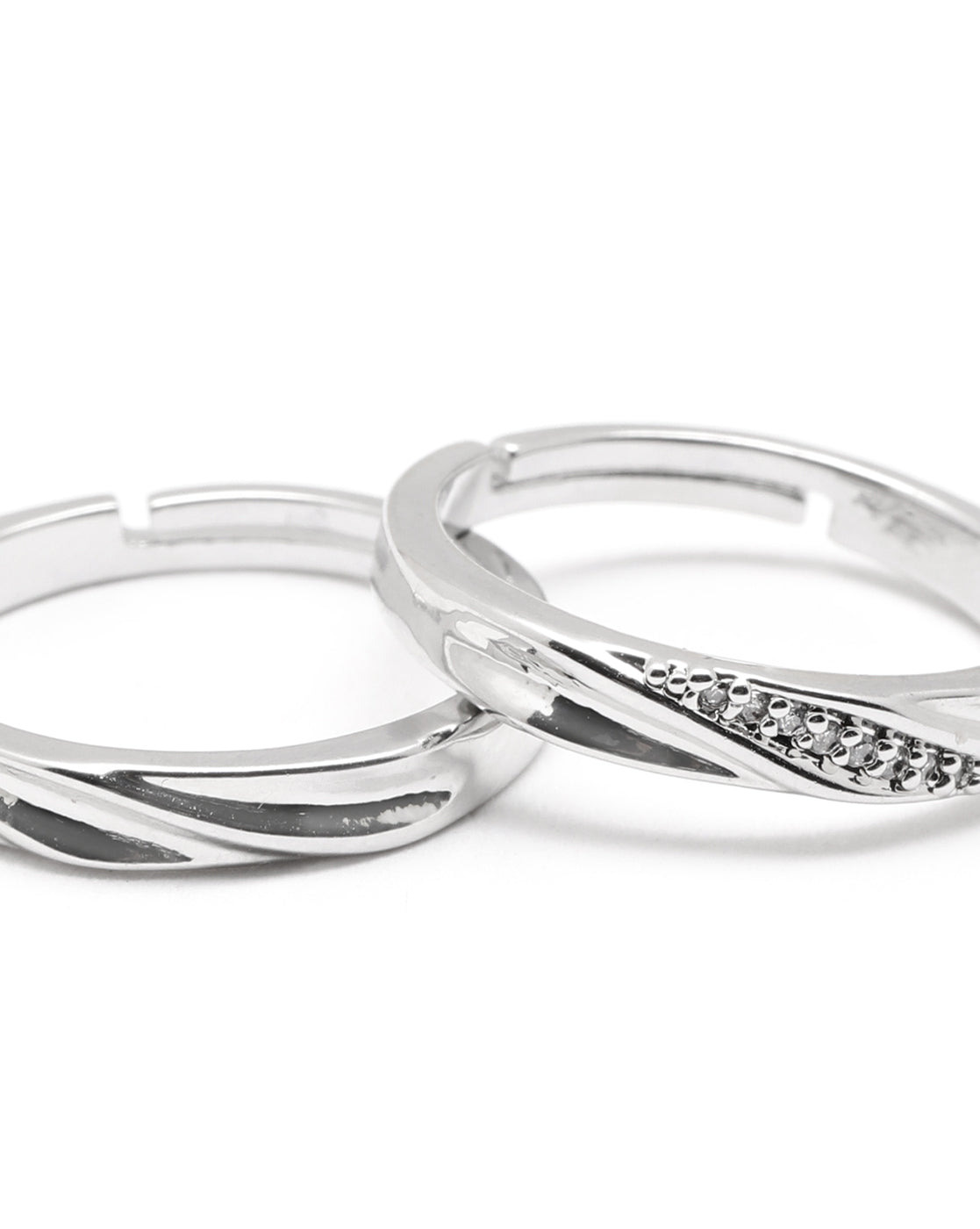 Silver Plated CZ Couple Ring Set