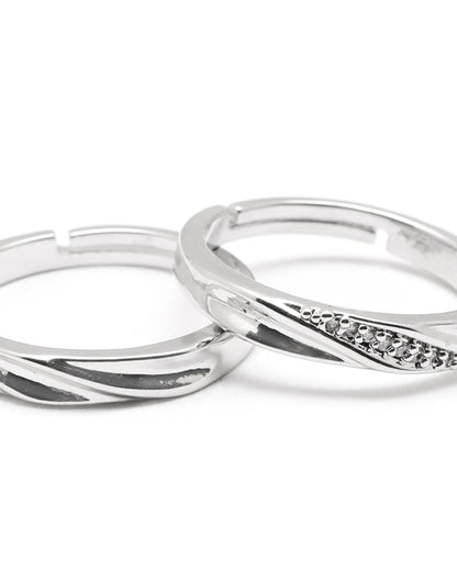 Silver Plated CZ Couple Ring Set