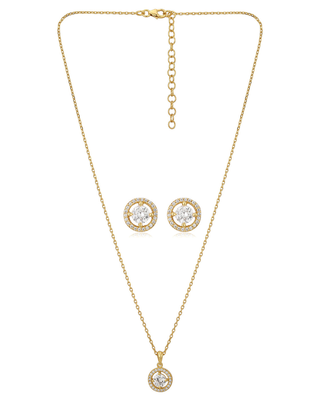 18kt Gold Plated with CZ Necklace and Earring Set