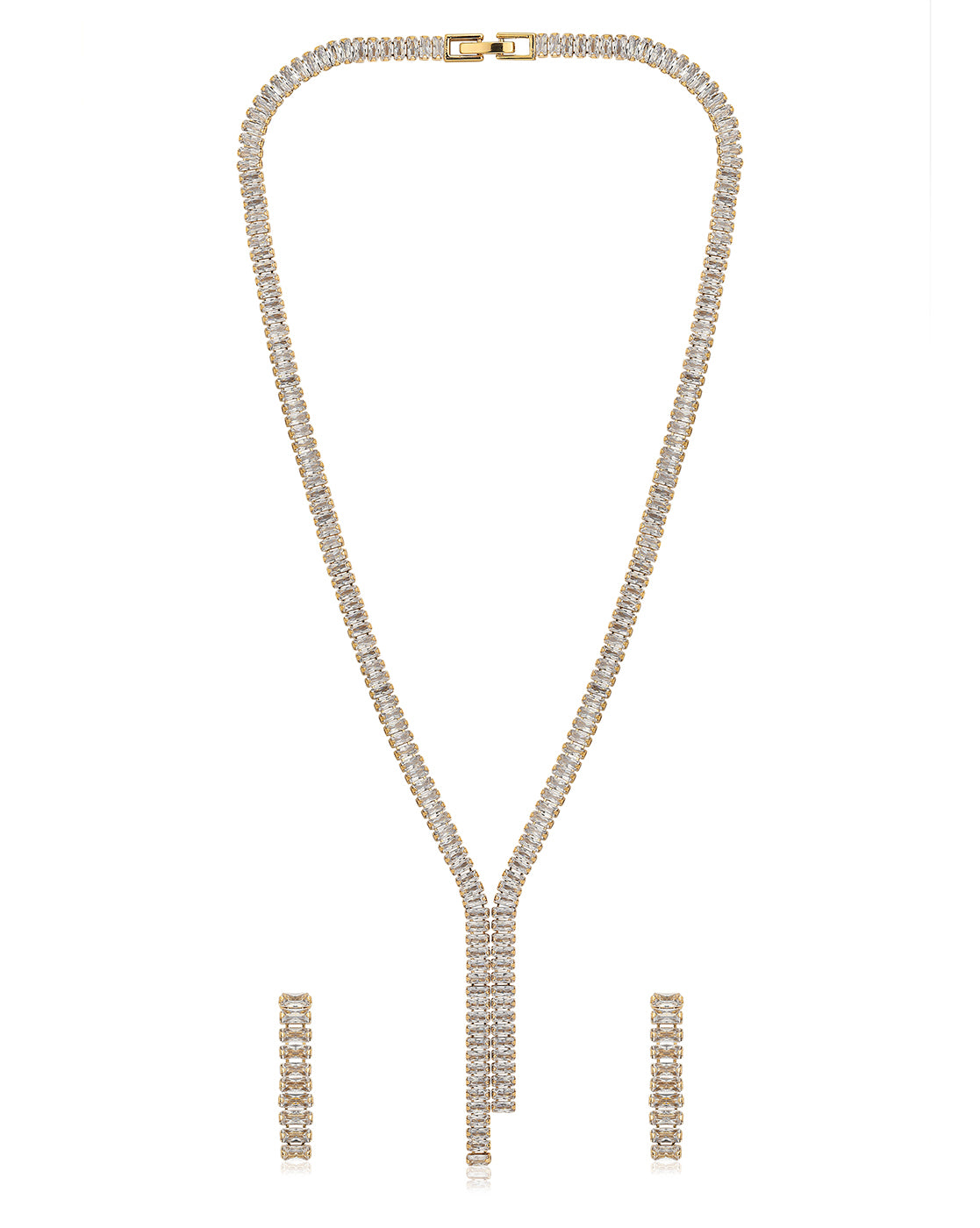 Premium Gold Plated With Cz Stylish Necklace And Earring Set For Women