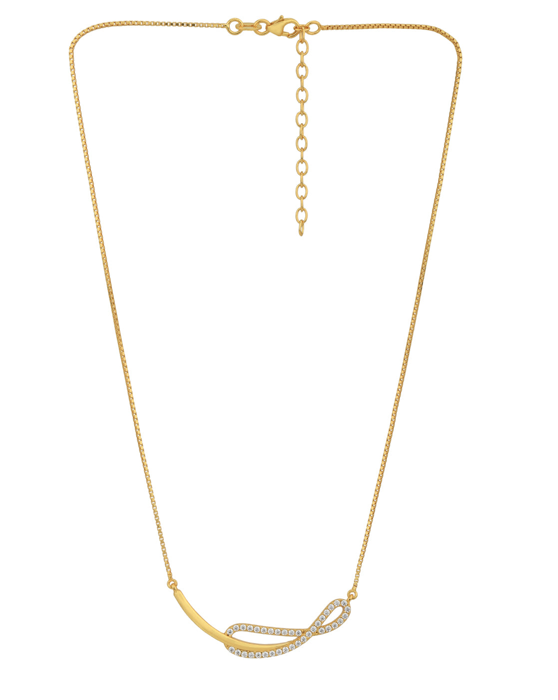 18kt Gold Plated with CZ Bar Infinity Necklace and Earring set for women