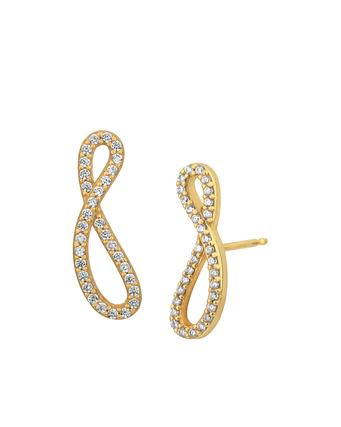 18kt Gold Plated with CZ Bar Infinity Necklace and Earring set for