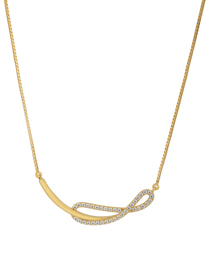 18kt Gold Plated with CZ Bar Infinity Necklace and Earring set for women