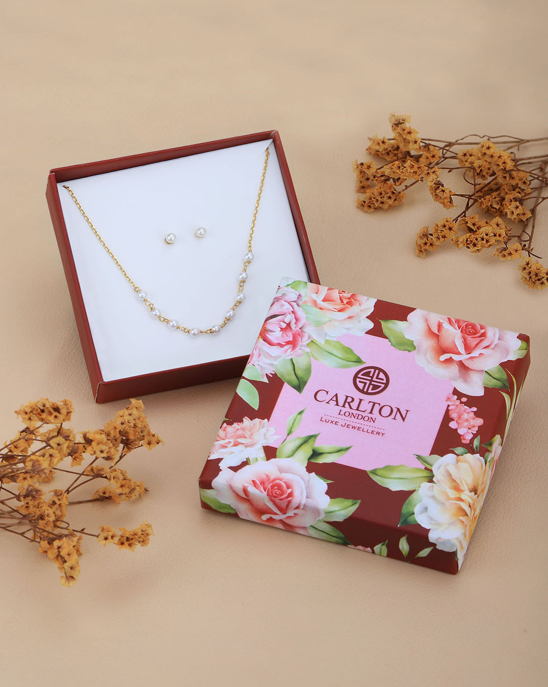 18kt Gold Plated with Pearl Fancy Necklace with Earring Set for women