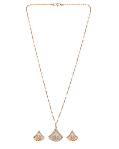 2 Toned Plated with CZ Divas Pendant and Earring Set