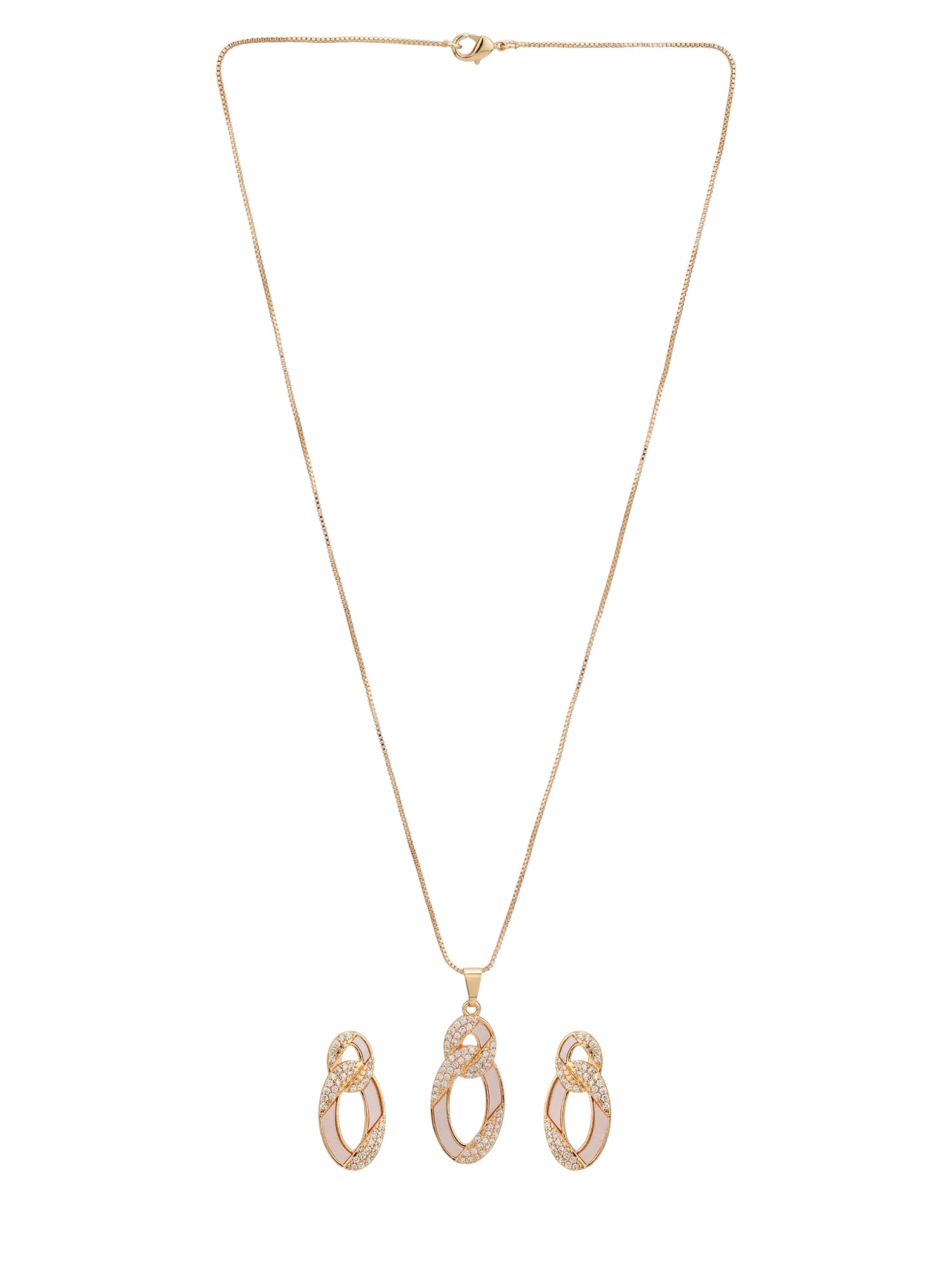 Rose Gold Plated with CZ Infinity Pendant and Earring Set